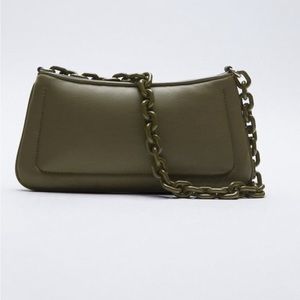 Zara Green Puffer Shoulder Bag